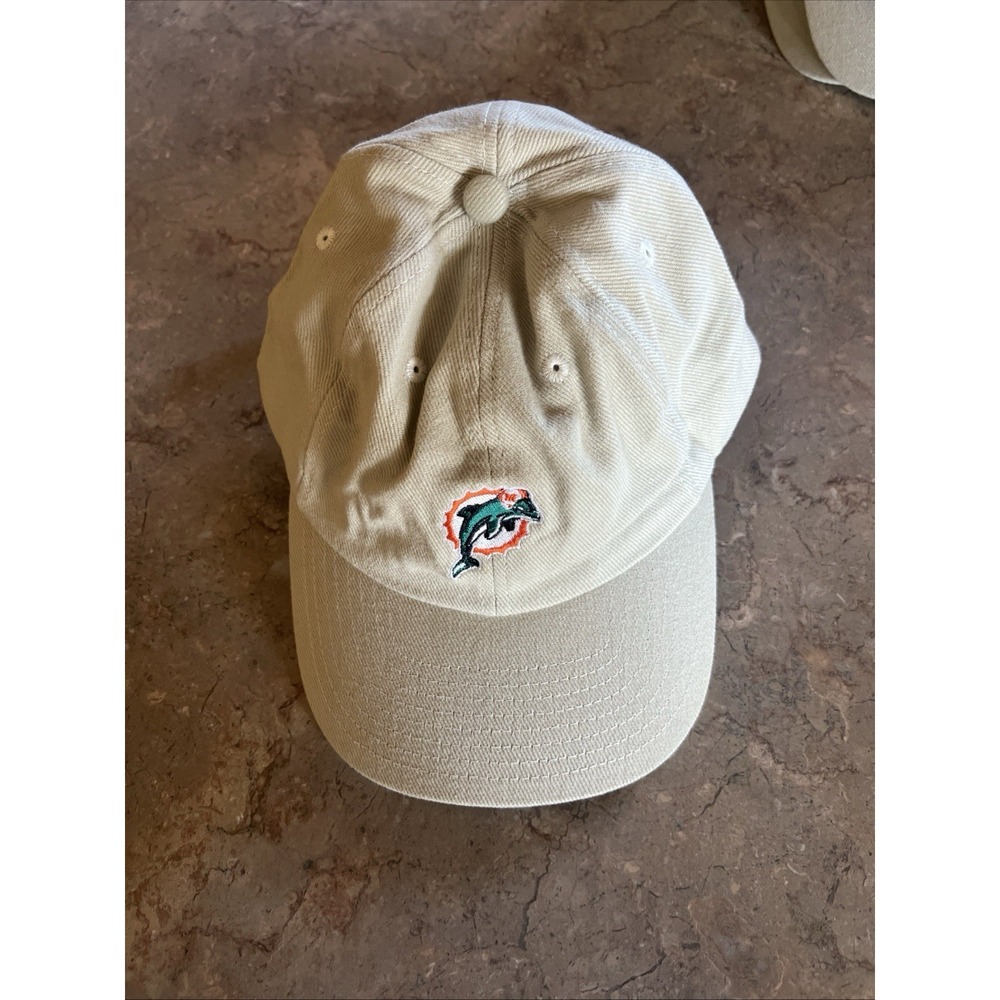 Vintage Miami Dolphins Hat Cap Beige NFL Football Adjustable Strap NWOT